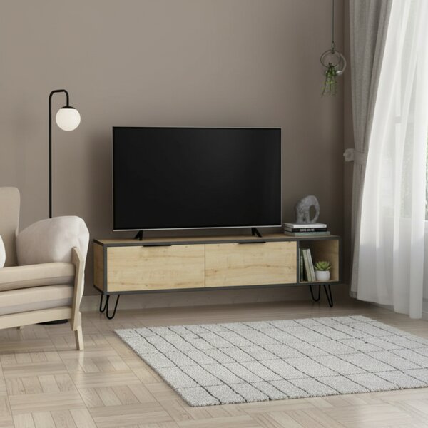 DecHome Mobile TV Moderno 2 Ante 1 Vano a Giorno Dimensioni 150x35x50 cm colore Rovere - Furoki