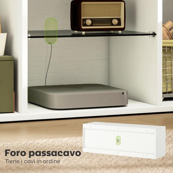 DecHome Mobile TV Moderno 2 Ante 2 Vani a Giorno Dimensioni 120x35x42 cm colore Bianco