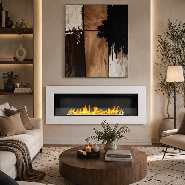 Divina Fire Camino a Bioetanolo da Parete Biocamino 120x40 colore Bianco Siena 120 - DF1200SIENAB