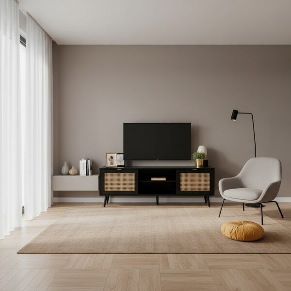 DecHome Mobile TV Moderno 2 Ante 2 Vani a Giorno Dimensioni 150x40x52 cm colore Nero - Vienna