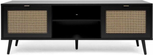 DecHome Mobile TV Moderno 2 Ante 2 Vani a Giorno Dimensioni 150x40x52 cm colore Nero - Vienna