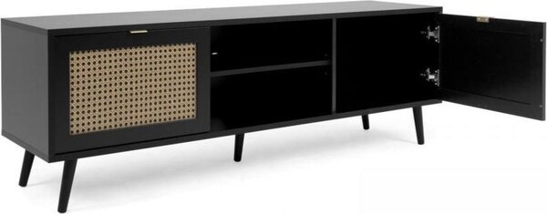 DecHome Mobile TV Moderno 2 Ante 2 Vani a Giorno Dimensioni 150x40x52 cm colore Nero - Vienna