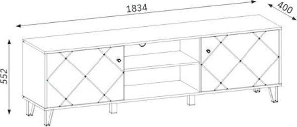 DecHome Mobile TV Moderno 2 Ante 2 Vani a Giorno Dimensioni 55,2x183,4x40 cm colore Bianco e Rovere - Bollo