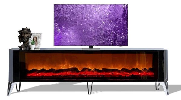 Elegante credenza TV grigia Lussuoso mobile TV per il soggiorno Caminetto
