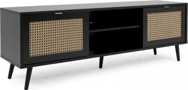 DecHome Mobile TV Moderno 2 Ante 2 Vani a Giorno Dimensioni 150x40x52 cm colore Nero - Vienna