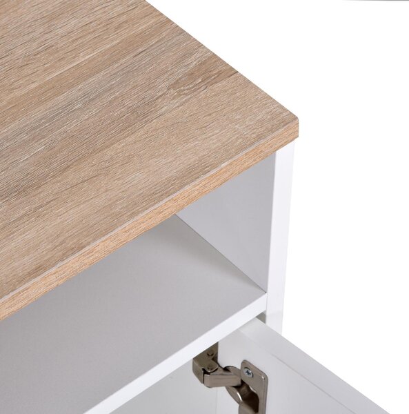 DecHome Mobile TV Moderno 2 Ante 3 Vani a Giorno Dimensioni 105x40x52 cm colore Bianco e Legno