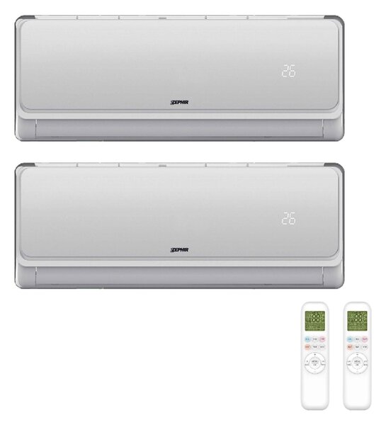 Zephir Climatizzatore Dual Split Inverter 9000 + 9000 Btu Condizionatore con Pompa di Calore Classe A++/A++ Gas R32 Wi-Fi ( Unit Interna + Unit E