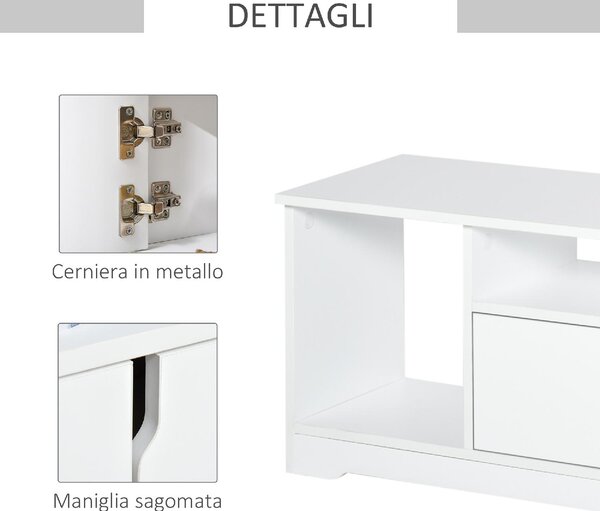 DecHome Mobile TV Moderno 2 Ante 3 Vani a Giorno in Legno Dimensioni 120x30x41 cm colore Bianco