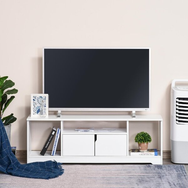 DecHome Mobile TV Moderno 2 Ante 3 Vani a Giorno in Legno Dimensioni 120x30x41 cm colore Bianco