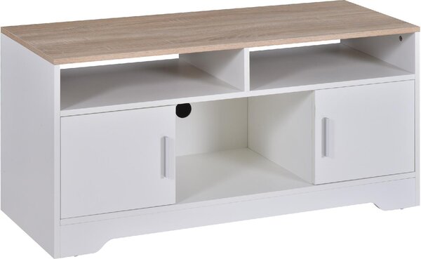 DecHome Mobile TV Moderno 2 Ante 3 Vani a Giorno Dimensioni 105x40x52 cm colore Bianco e Legno