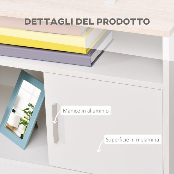 DecHome Mobile TV Moderno 2 Ante 3 Vani a Giorno Dimensioni 105x40x52 cm colore Bianco e Legno
