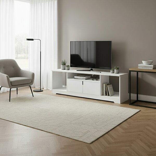 DecHome Mobile TV Moderno 2 Ante 3 Vani a Giorno in Legno Dimensioni 120x30x41 cm colore Bianco