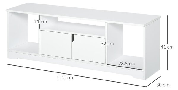DecHome Mobile TV Moderno 2 Ante 3 Vani a Giorno in Legno Dimensioni 120x30x41 cm colore Bianco