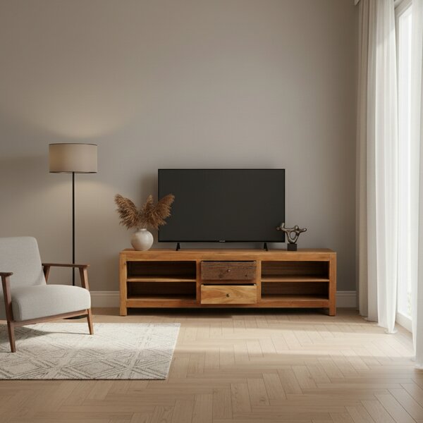 DecHome Mobile TV Moderno 2 Cassetti 4 Vani a Giorno in Legno Dimensioni 170x36x50 cm colore Legno