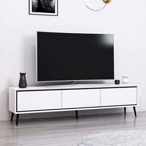 DecHome Mobile TV Moderno 3 Ante Dimensioni 180x35x45 cm colore Bianco - Mandy