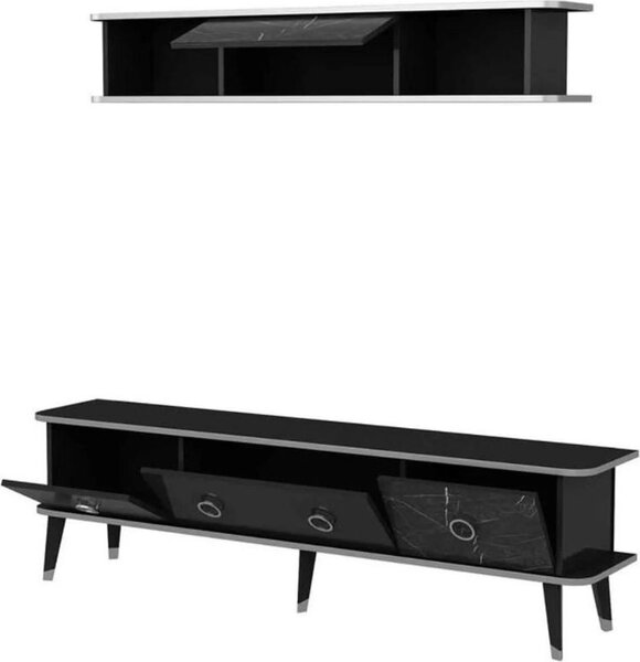 DecHome Mobile TV Moderno 3 Ante a Ribalta Dimensioni 180x35x50 cm colore Nero - Bientv