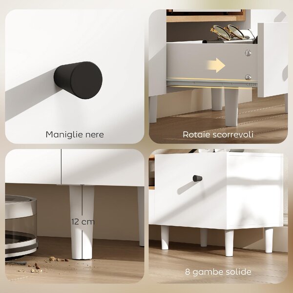 DecHome Mobile TV Moderno 3 Ante 1 Vano a Giorno in Legno Dimensioni 150x35x45 cm colore Bianco/Legno