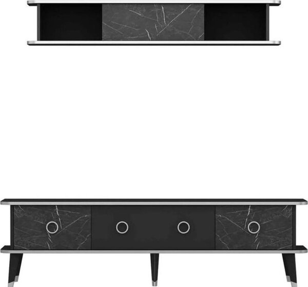DecHome Mobile TV Moderno 3 Ante a Ribalta Dimensioni 180x35x50 cm colore Nero - Bientv