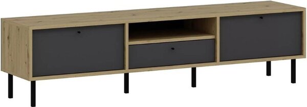 DecHome Mobile TV Moderno 3 Ante 1 Vano a Giorno Dimensioni 180x40x45 cm colore Antracite e Rovere - Lida