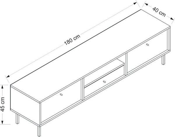 DecHome Mobile TV Moderno 3 Ante 1 Vano a Giorno Dimensioni 180x40x45 cm colore Antracite e Rovere - Lida