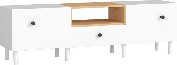 DecHome Mobile TV Moderno 3 Ante 1 Vano a Giorno in Legno Dimensioni 150x35x45 cm colore Bianco/Legno