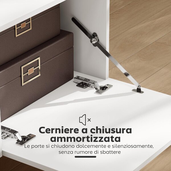 DecHome Mobile TV Moderno 3 Ante 1 Vano a Giorno in Legno Dimensioni 150x35x45 cm colore Bianco/Legno
