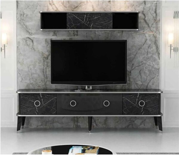 DecHome Mobile TV Moderno 3 Ante a Ribalta Dimensioni 180x35x50 cm colore Nero - Bientv