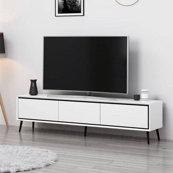 DecHome Mobile TV Moderno 3 Ante Dimensioni 180x35x45 cm colore Bianco - Mandy