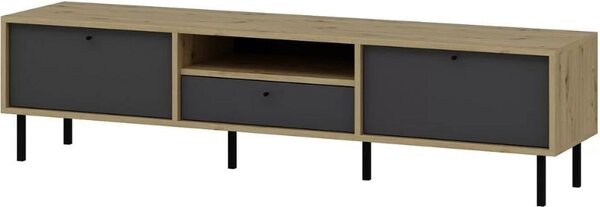DecHome Mobile TV Moderno 3 Ante 1 Vano a Giorno Dimensioni 180x40x45 cm colore Antracite e Rovere - Lida