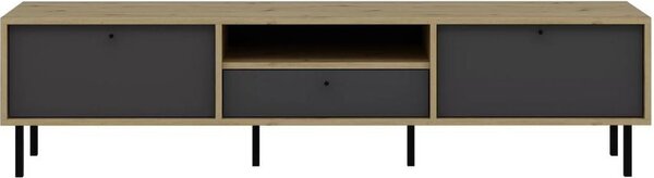 DecHome Mobile TV Moderno 3 Ante 1 Vano a Giorno Dimensioni 180x40x45 cm colore Antracite e Rovere - Lida