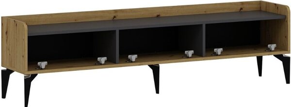 DecHome Mobile TV Moderno 3 Ante Dimensioni 180x35x49 cm colore Rovere e Grigio - Raya
