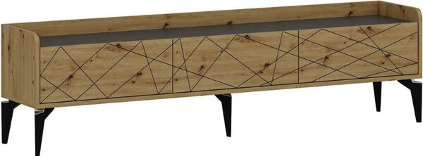 DecHome Mobile TV Moderno 3 Ante Dimensioni 180x35x49 cm colore Rovere e Grigio - Raya