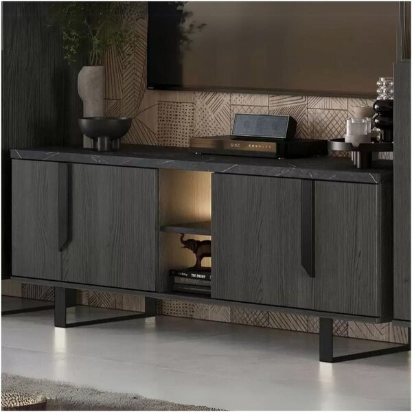 DecHome Mobile TV Moderno 4 Ante 2 Vani a Giorno Dimensioni 165x49x60 cm colore Palissandro - Zaira