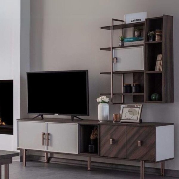 DecHome Mobile TV Moderno 4 Ante 1 Vano a Giorno Dimensioni 195x47,6x60 cm colore Legno Mozambik - Merlin