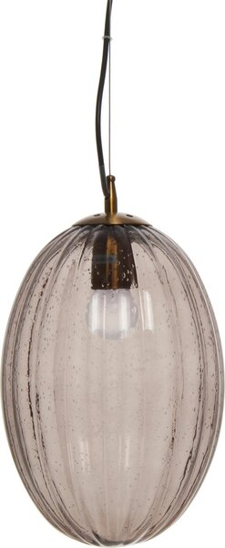 Lampada a sospensione Padiro, 23 x 23 x 36 cm, grigio, vetro. Paralume in vetro ovale con texture fine. Attacco E27