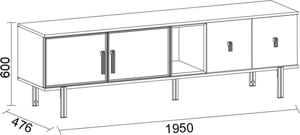 DecHome Mobile TV Moderno 4 Ante 1 Vano a Giorno Dimensioni 195x47,6x60 cm colore Legno Mozambik - Merlin