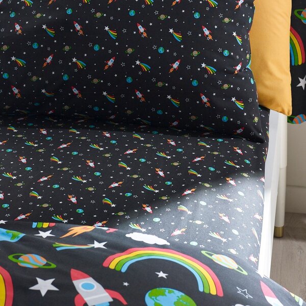 Lenzuolo con angoli per bambini nero per culla 70x140 cm Rainbow Rockets – Catherine Lansfield