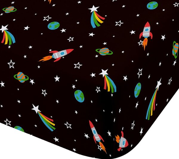 Lenzuolo con angoli per bambini nero per culla 70x140 cm Rainbow Rockets – Catherine Lansfield