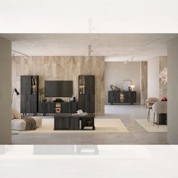 DecHome Mobile TV Moderno 4 Ante 2 Vani a Giorno Dimensioni 165x49x60 cm colore Palissandro - Zaira