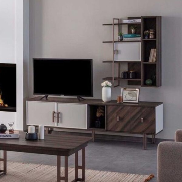 DecHome Mobile TV Moderno 4 Ante 1 Vano a Giorno Dimensioni 195x47,6x60 cm colore Legno Mozambik - Merlin