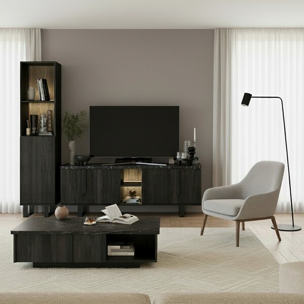 DecHome Mobile TV Moderno 4 Ante 2 Vani a Giorno Dimensioni 165x49x60 cm colore Palissandro - Zaira
