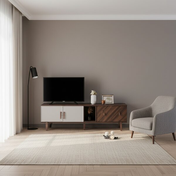 DecHome Mobile TV Moderno 4 Ante 1 Vano a Giorno Dimensioni 195x47,6x60 cm colore Legno Mozambik - Merlin