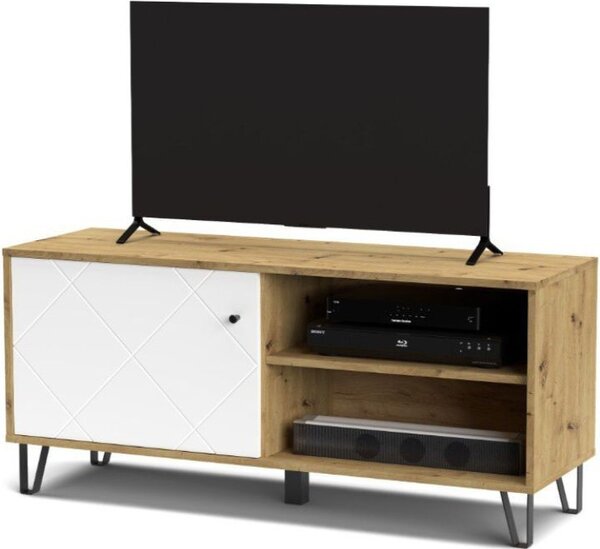 DecHome Mobile TV Scandinavo 1 Anta 2 Vani a Giorno Dimensioni 123x40x55 cm colore Rovere - Bollo