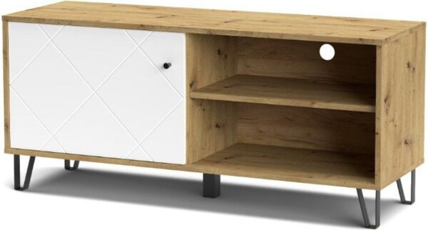 DecHome Mobile TV Scandinavo 1 Anta 2 Vani a Giorno Dimensioni 123x40x55 cm colore Rovere - Bollo