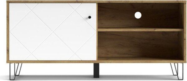 DecHome Mobile TV Scandinavo 1 Anta 2 Vani a Giorno Dimensioni 123x40x55 cm colore Rovere - Bollo