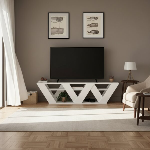 DecHome Mobile TV Moderno Vani a Giorno Dimensioni 40x30x158 cm colore Bianco - Ralla
