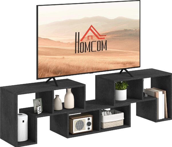 DecHome Mobile TV Moderno Vani a Giorno in Legno Dimensioni 134-180x30,5x44 cm colore Nero