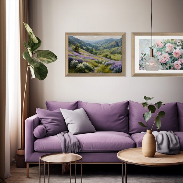 Dipinto stampato con cornice inclusa 75x56 cm Violet Hills – Styler
