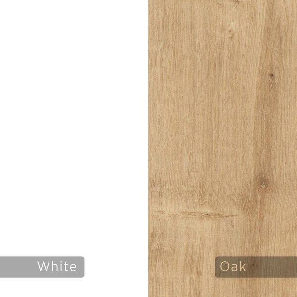 DecHome Mobile TV Scandinavo 2 Ante 2 Vani a Giorno Dimensioni 125,5x33x56,5 cm colore Bianco e Rovere - Klappe