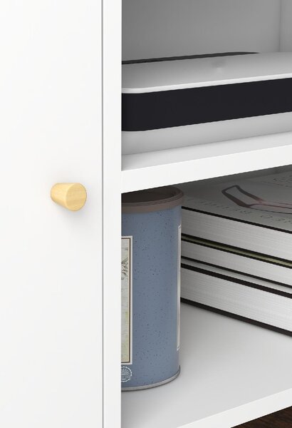 DecHome Mobile TV Scandinavo 2 Ante 2 Vani a Giorno Dimensioni 120x34x50 cm colore Bianco